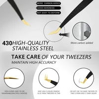 Eyelash Tweezer Black Stainless Steel Superhard Precision Anti-Static Tweezers Grafting Lashes Extension Supplies Makeup Tools 2