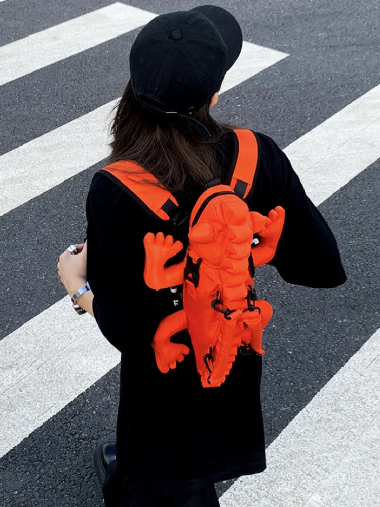 Unisex Fun Lizard Multi Functional Backpack Head Separation Design Arm Bag Handbag Multi Purpose Fashion High Capacity Backpack