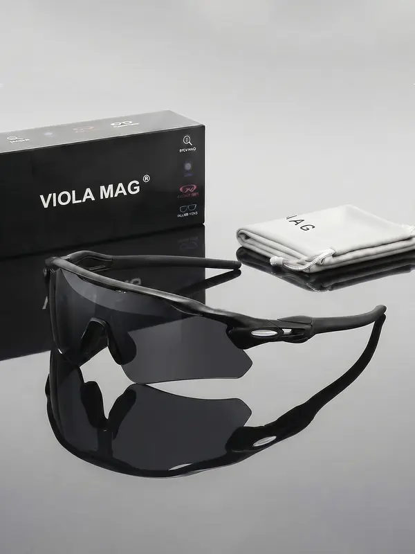 VIOLA MAG Integrated Half Frame Sunglasses, Color Film Unisex for Daily Travel Decoration, Anti Slip, with Mirror Bag - Image 3