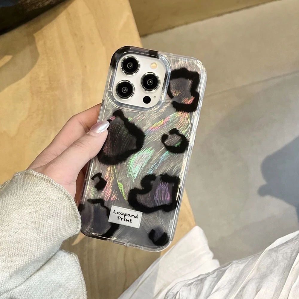 Luxurious Leopard Dazzle Lustre Lining Hard Phone Case Cover
