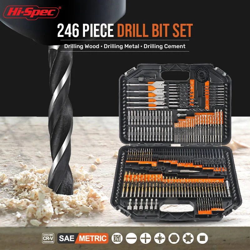 Hi-spec111-pcs High Quality 1.5-10mm Titanium Coated Hss Twist Drill Bits Set And Case Plastic Wood Metal Drilling Tool Kit Box |