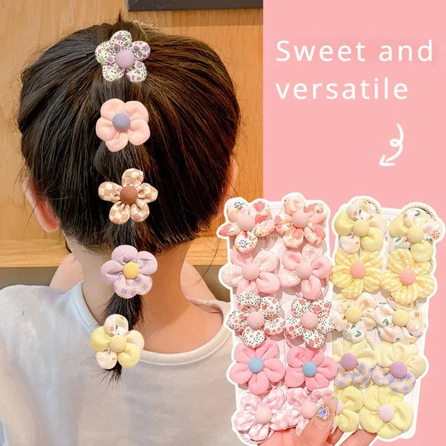10Pcs/Set New Baby Girl Cute Colorful Flower Hair Bands Ponytail Holder Chilren Soft Scrunchies Rubber Kids Hair Accessories 2