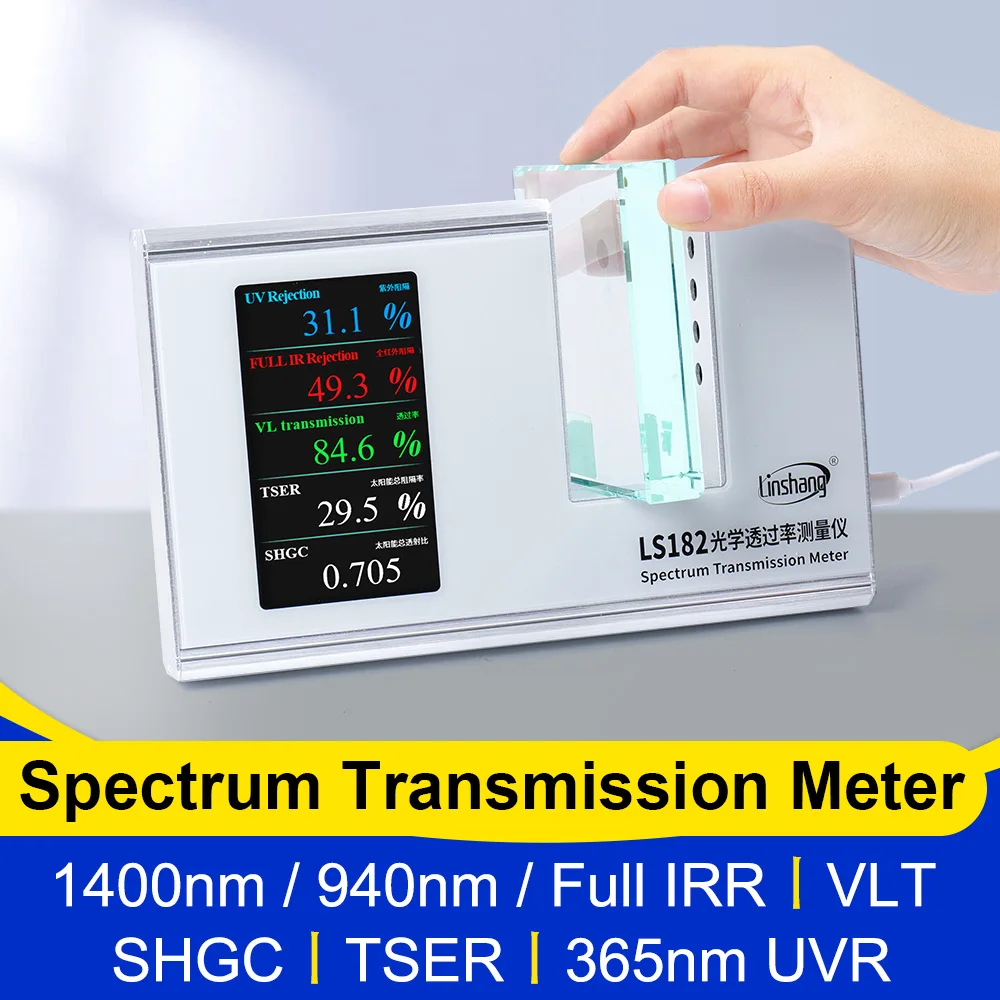 Transmission Tester TSER Meter SHGC Tester Light Transmittance Meter UV IR VLT Full IR Advanced for Window Tint LS182