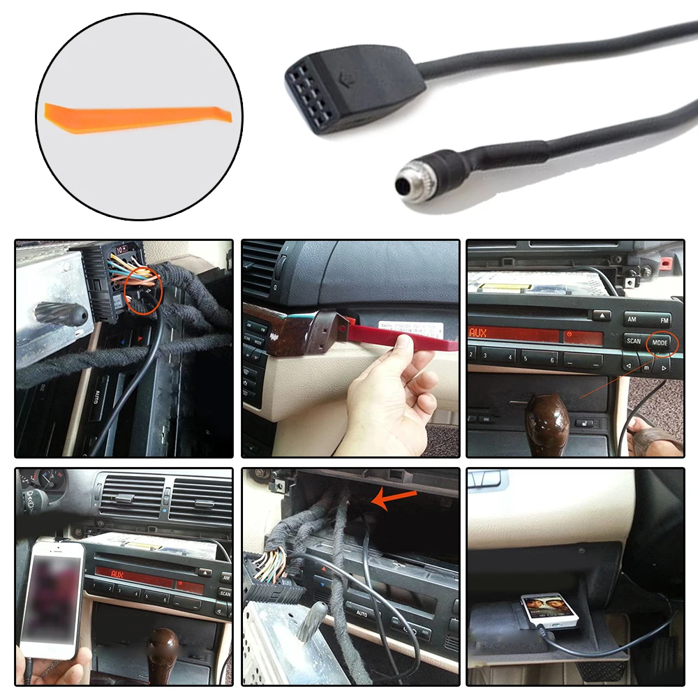 

2pcs 3.5mm Car AUX In Input Interface Adapter For BMW E39 E53 X5 E46 MP3 Radio Cable Receiver High Quality Car Parts