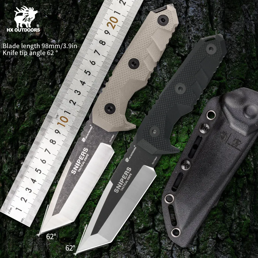HX OUTDOORS Fixed Blade Knife with G10 Handle Survival Hunting