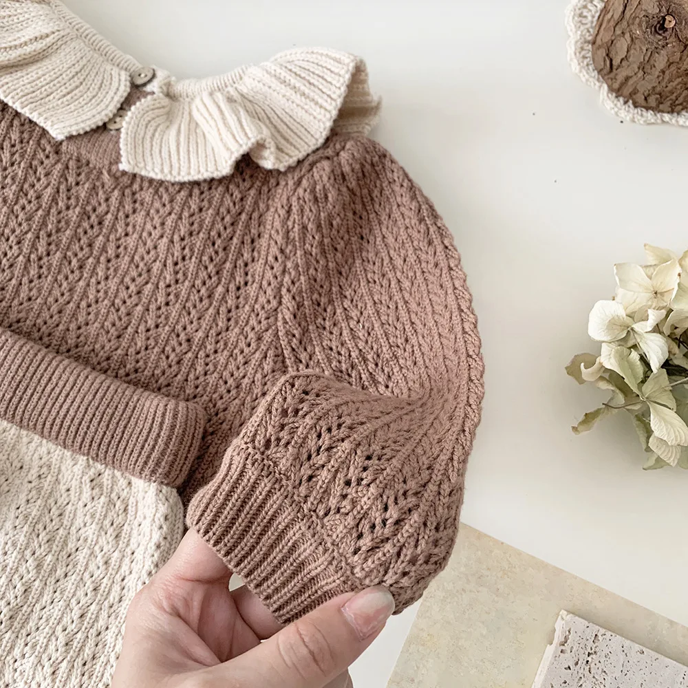 2024 Baby Mädchen Strick pullover Kleidung Sets niedlichen neuen Baby Neugeborenen Kleidung Set Kleinkind Strick pullover und Shorts 2 Stück Strick Outfit – Detail 7