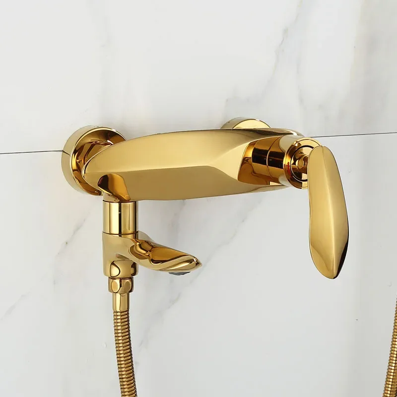 Description Picture 6 of itemBathtub Shower Set Wall Mounted Gold Bath and Faucet, Bathroom Cold and Hot Bath and Mixer Tap Brass