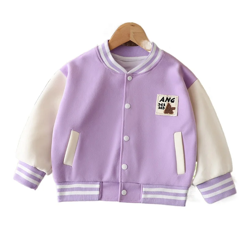 

Kids Baseball Jackets for Boys Girls Baby Outerwear Letter Long Sleeve Buttons Front Coat Spring Fall Children Clothes Jackets