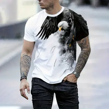 Men's Summer Fashion T-shirt Eagle 3D Printed Short sleeved T-shirt Summer Outdoor Leisure Quick drying Breathable T-shirt