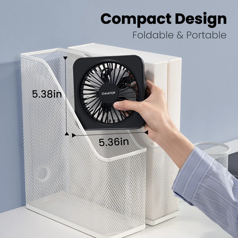 USB desktop fan, 5-inch (approximately 12.7cm) personal fan, small portable desk fan, 180 ° tilt folding and 3-speed, 5