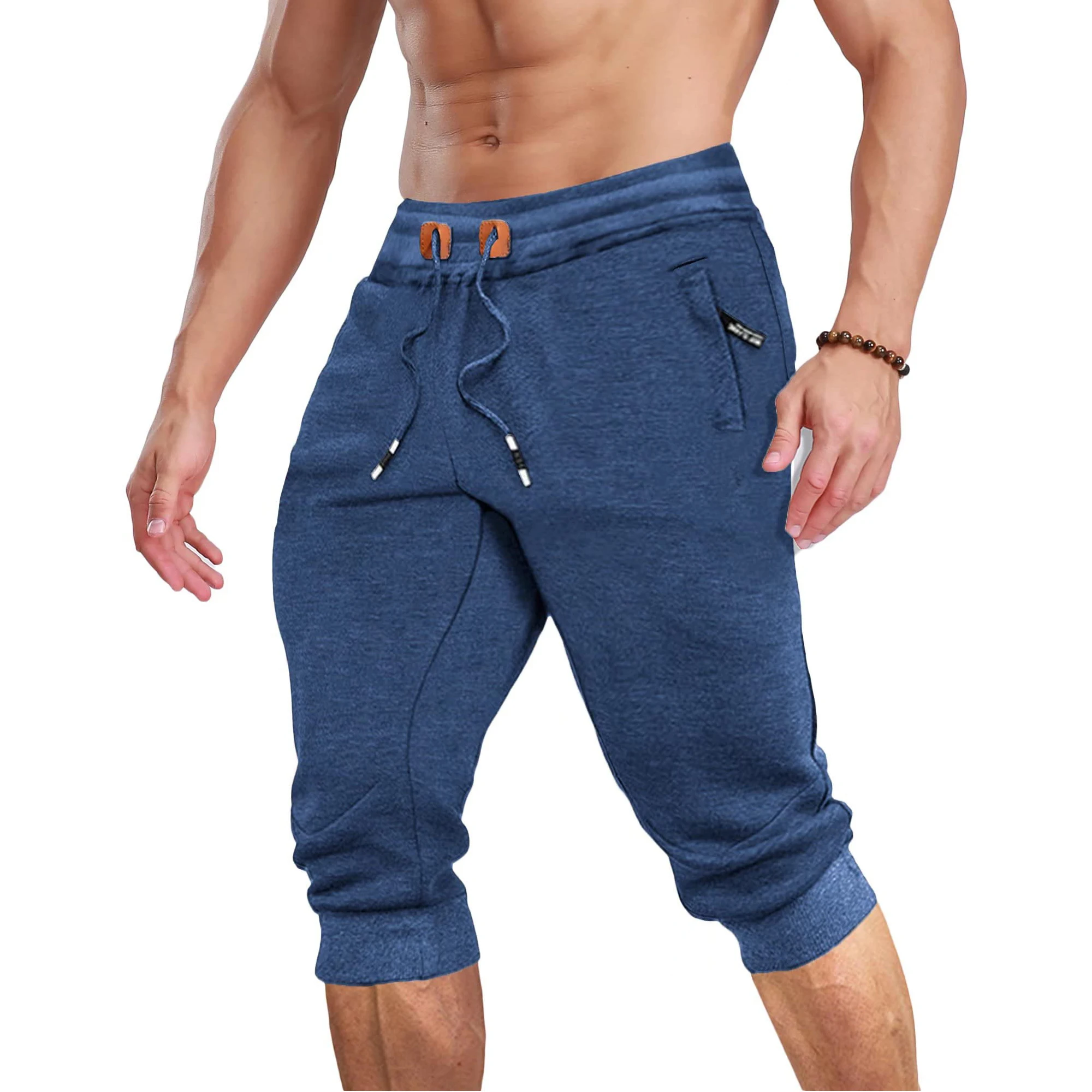 MAGCOMSEN Men's Summer Joggers Below Knee Sweatpants Training Fitness Gyms Pants Zip Pocket Drawstring Elastic Waist Track Pants sport jogging trousers fleece sweatpants