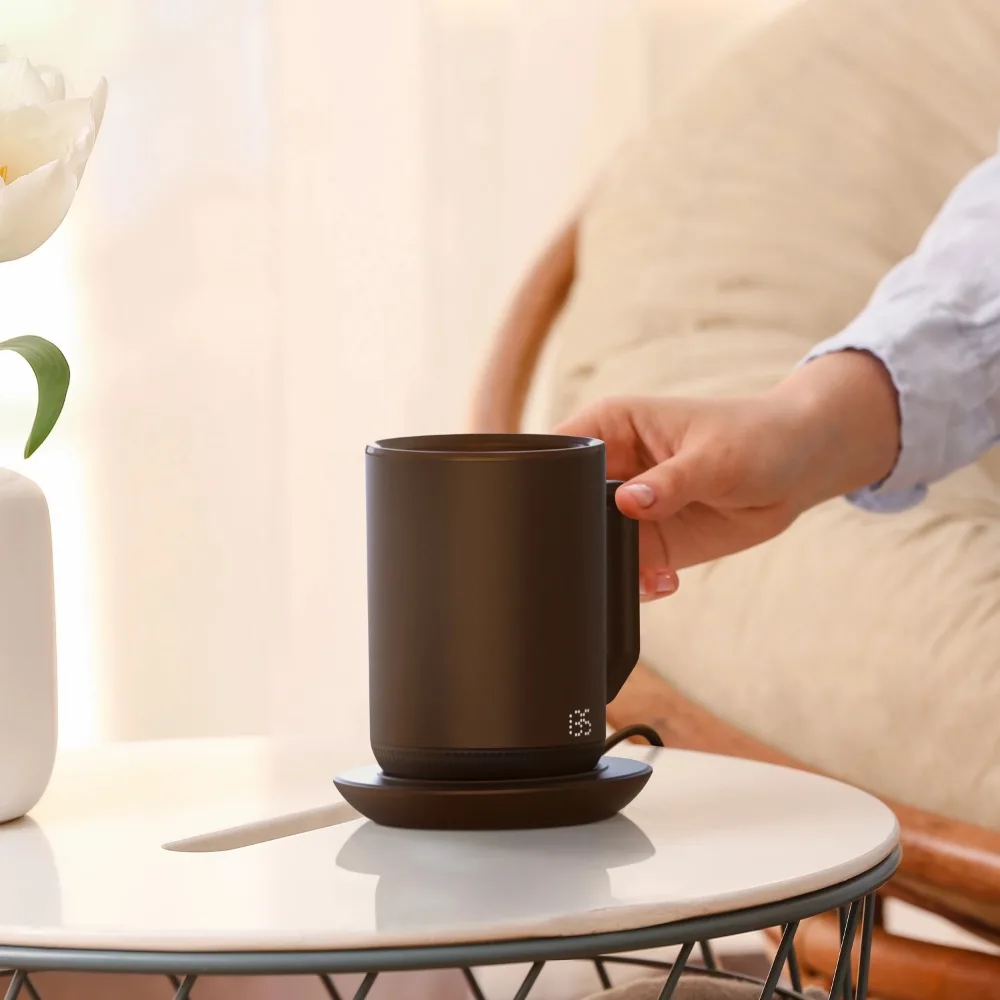 

Новинка, Подставка для зарядки ionMug, 12 унций Кофейная кружка из нержавеющей стали с самонагревом и крышкой, 3,5x3,5x5 дюймов, бронзовая