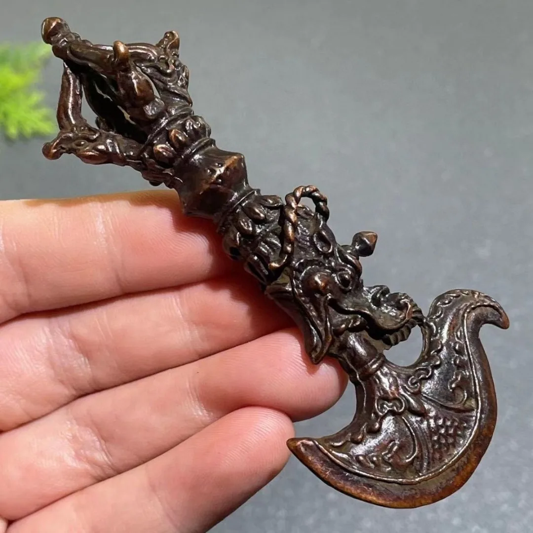 

Collect Nepalese Tibetan Vajra Yue Dao Vajra pestle Tibet dragon head handle ornaments