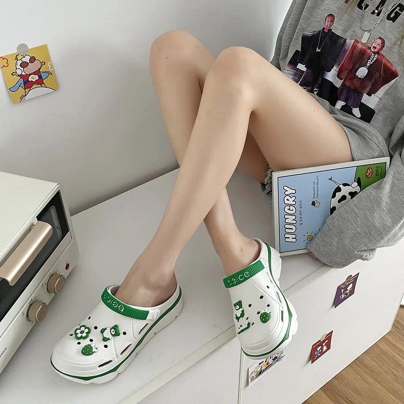 Women Sandals EVA Thick Sole Hole Shoes Summer DIY Sandals Slippers Anti Slip Beach Shoes