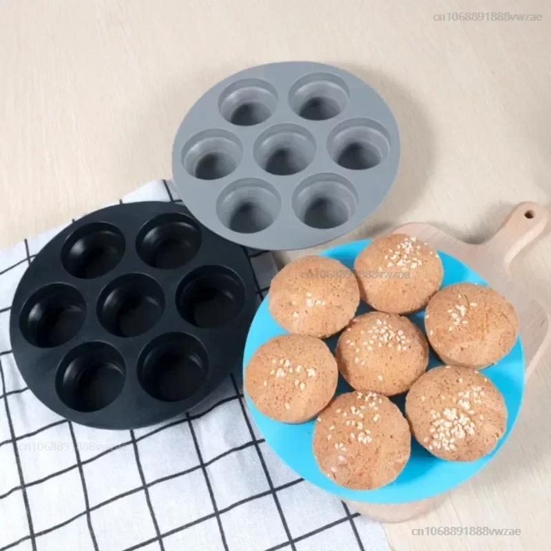 7 Fori Airfryer Silicone Muffin Pan Cupcake Mold Air Fryer Accessori Antiaderente Mini Cake Mold Bakeware Accessori Cucina