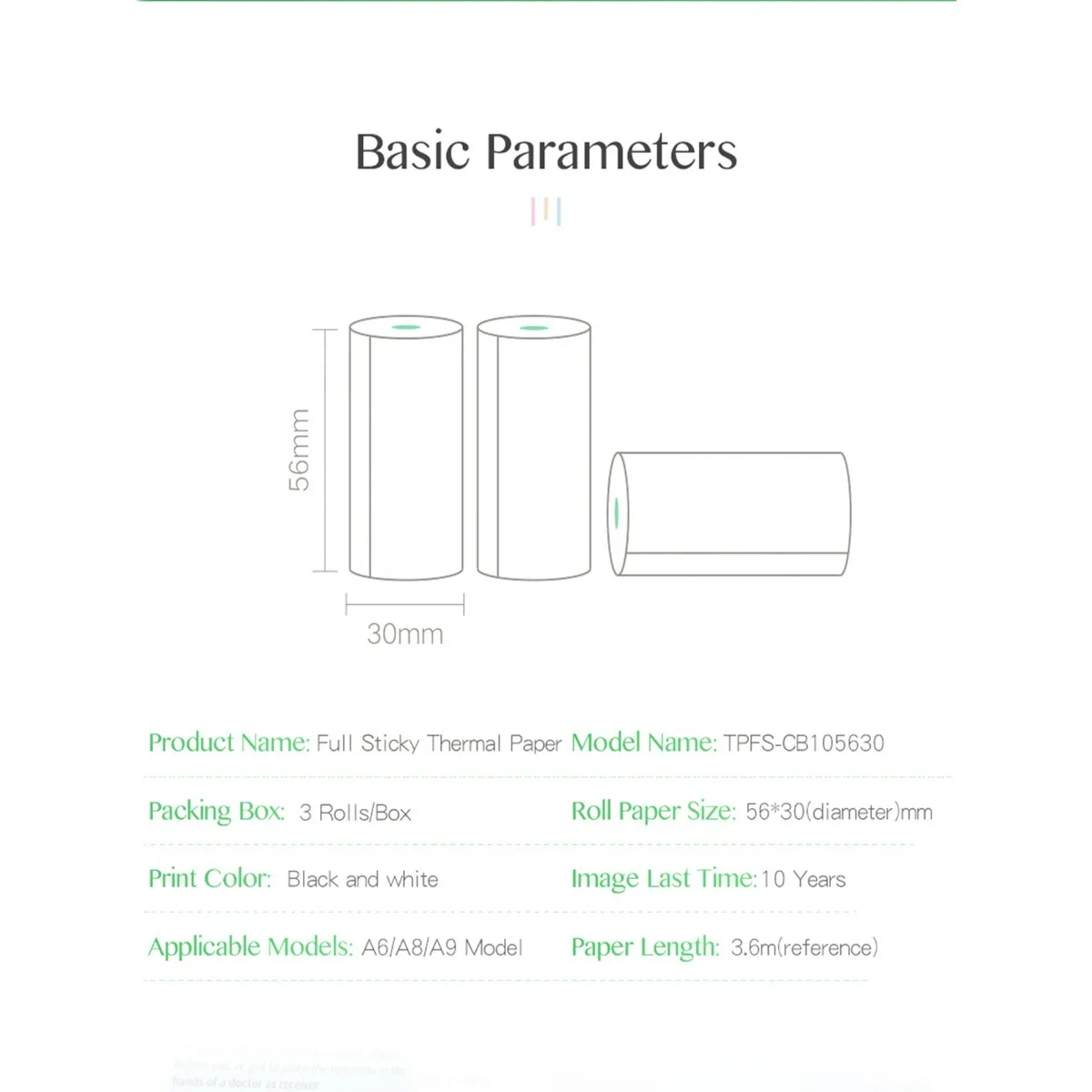 Colorful Adhesive Printing Paper Rolls, 57mm - Perfect for Portable Thermal Printers, Wireless Wireless, Ideal for Notes & Photo