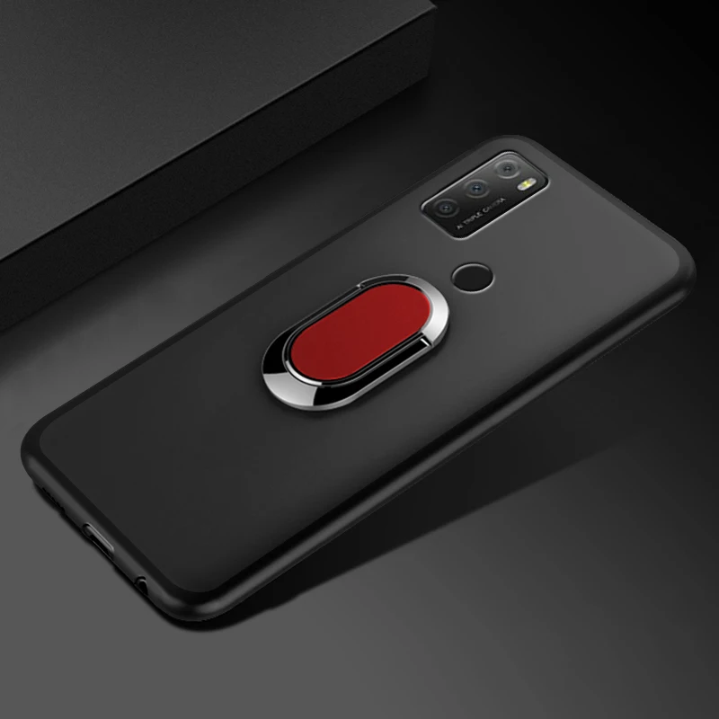 전화 Funda TCL 20E 케이스 TCL 20E 커버에 대한 6.52 인치 블루 레드 블랙 손가락 반지 소프트 실리콘 Coque