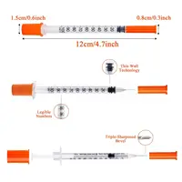100 seringues à insuline stériles jetables orange 0,5/1 ml/cc 31/30G 8 mm 6 mm avec aiguille de 5/16" emballées individuellement pour l'alimentation des animaux de compagnie 5