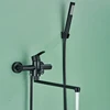 Long Spout Bathtub Shower Faucet Hot and Cold Water Mixer Swivel Tub Spout Wall Mounted Bath Tap  2-ways Water Outlet Crane 4