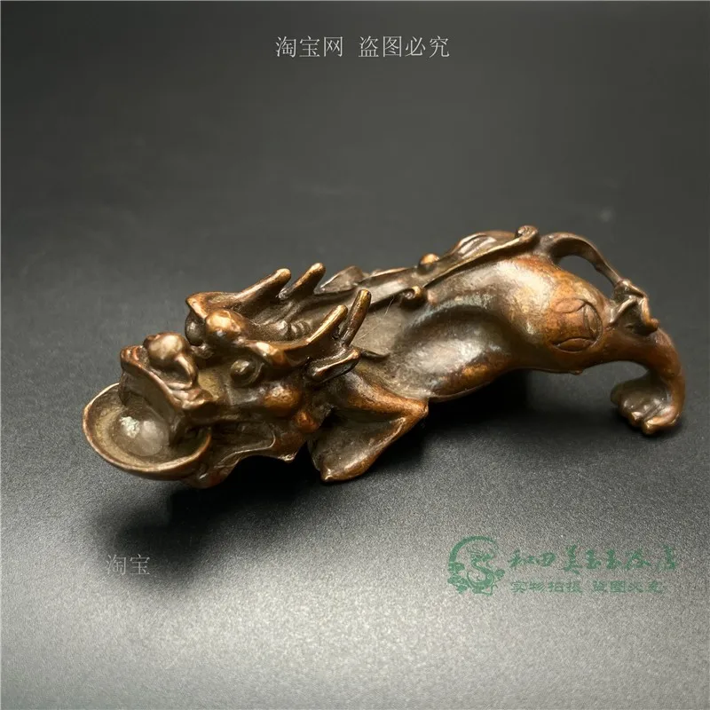 

Vintage alloy copper cast Pixiu ornaments, copper solid Pixiu tea pet ornaments, handle pieces, study, living room tabletop