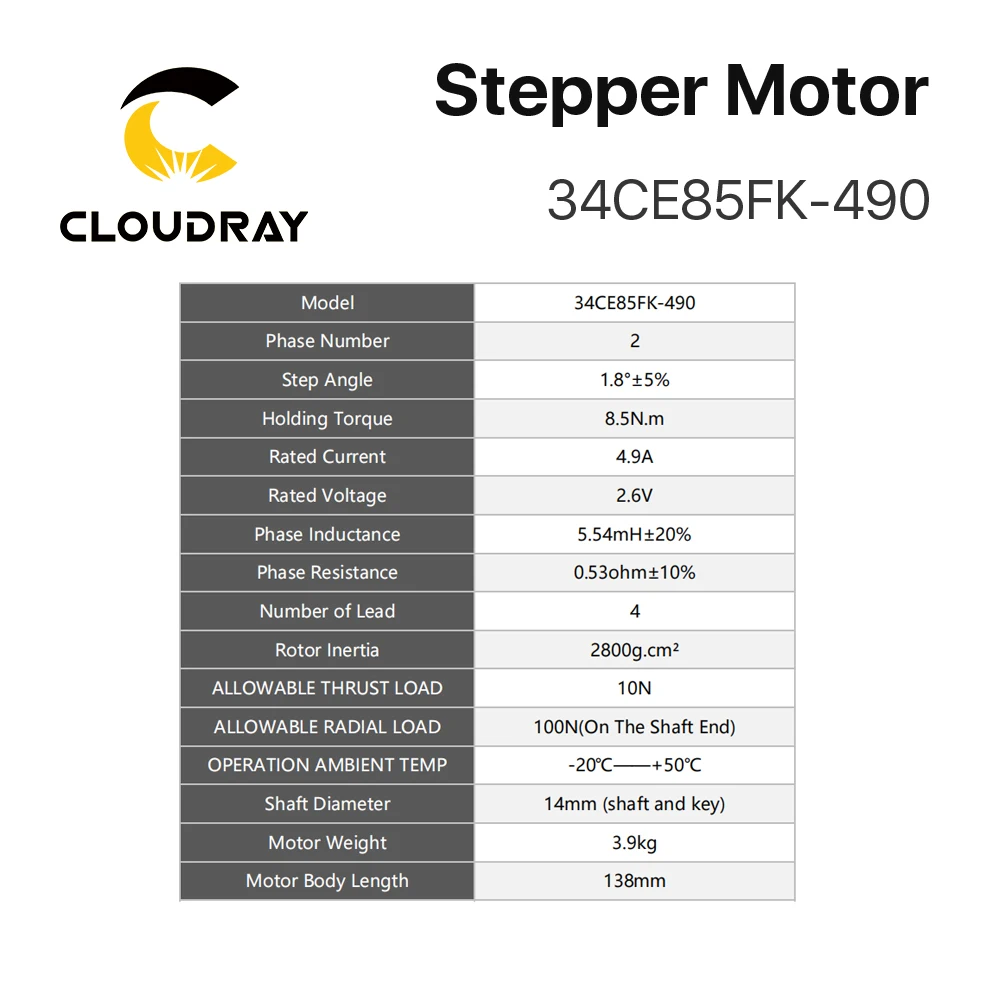 Cloudray Nema 34 인코더가있는 폐쇄 형 스테퍼 모터 키트 8.5N.m 4.9A 및 20-80VAC/24-100 VDC 드라이버 (1.5M 프리 케이블 포함)