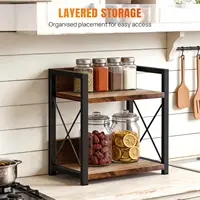 Étagère épices bois deux niveaux gain place organiseur multifonction plan travail cuisine station café rangement assaisonnements accessoires café ustensiles cuisine plans domestiques maison 7