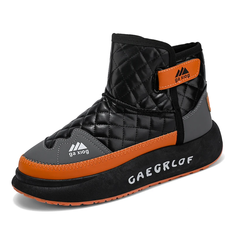 thumbnail image 1 of Zapatillas altas para hombre, botas de nieve de felpa de invierno, moda informal, de cuero con parte superior de plumón, plataforma plana aumentada, zapatos para correr, 1 of 5