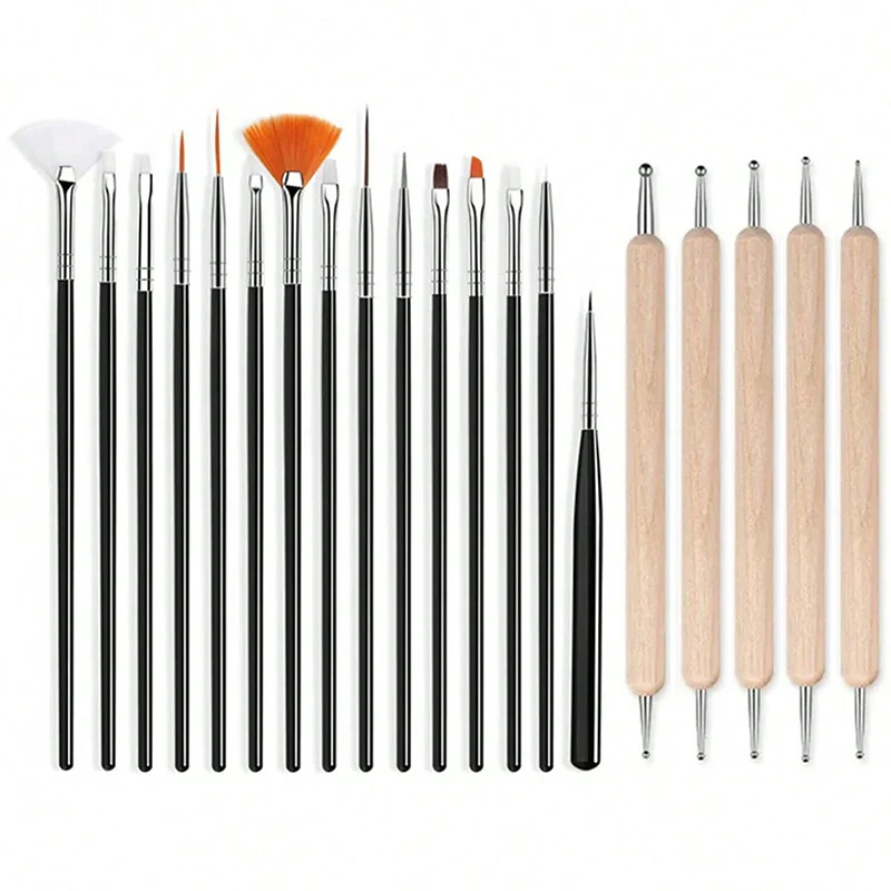 Description Picture 4 of item5/20Pcs Nail Art Brushes Set Professional Nail Supplies For Acrylic UV Gel Drawing Dotting Manicure Design Tools Accessorie