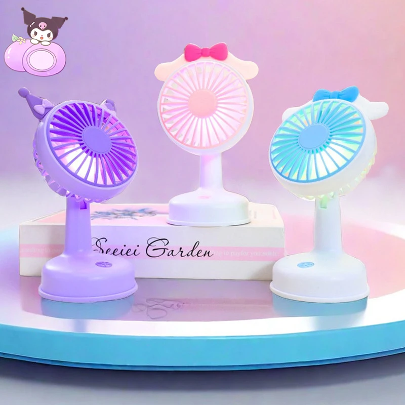 

Kawaii Sanrio Kuromi Mymelody Cinnamoroll Cartoon Silent Handheld Usb 2Rd Gear Wind Speed Fan Anime Cute Portable Fan Gift Girls