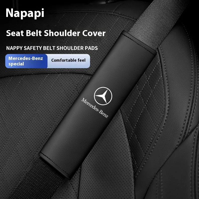 Car Leather Seat Belt Shoulder Protector for Mercedes Benz A C E S G Class GLC CLE CLA GLB GLS W177 W205 W213 W222 X167 AMG seat belt protection seat belt covers seat belt protector safety belt shoulder guard car seat belt accessory car accessories