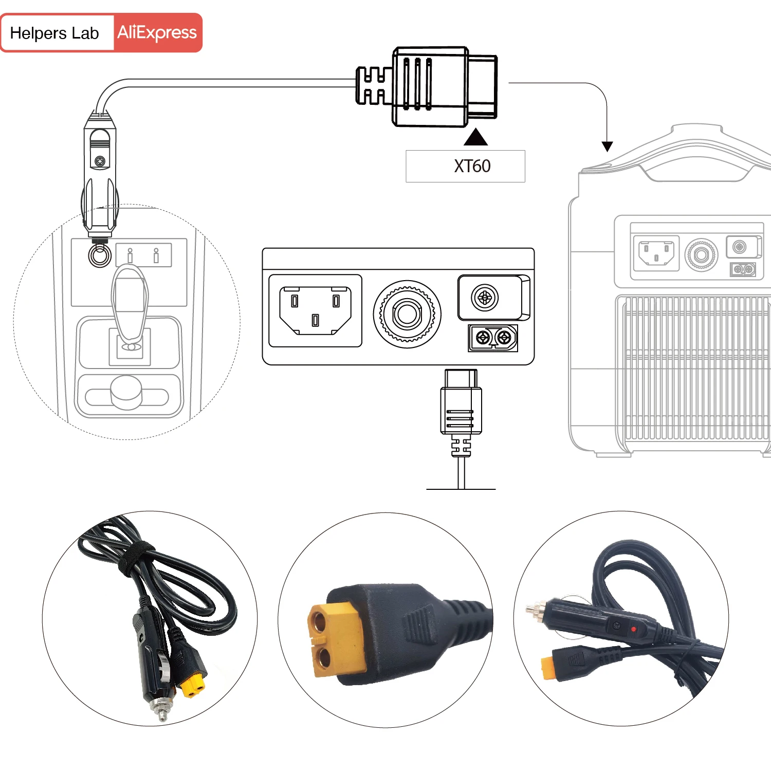 Cavo Ricarica Auto XT60 Per ECOFLOW - Adattatore 12V-24V Per Stazioni Portatili - Foto 10