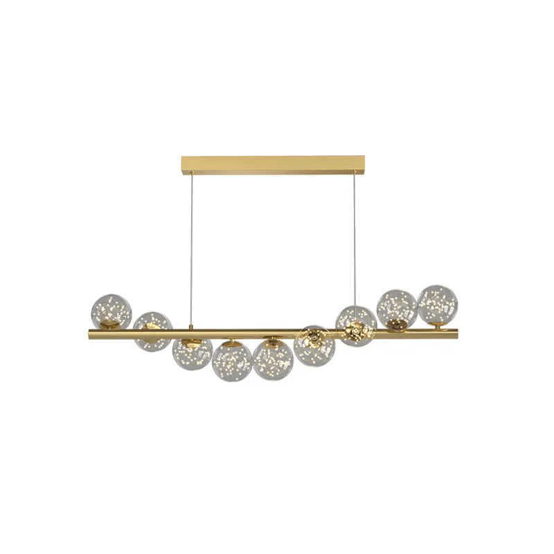 LED Glass Chandelier for Living Room Dining Room Long Table Modern Restaurant Ceiling Lighting Warm Lustre
