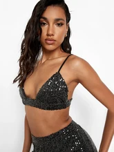 Sequin Crop Top Sexy Corset Sleeveless Vest Women Clothes Y2K Summer Bustier Strapless Clubwear Glitter Top Party Tanks Cami Bra