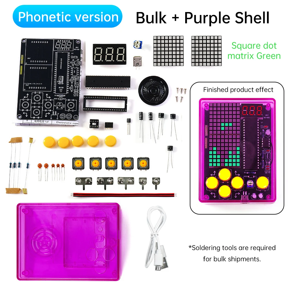Kit Console Di Gioco Pixel Fai-da-te – Pratica Di Saldatura Con 4 Giochi Classici (Tetris, Snake, Plane, Racing) – Alimentazione USB/Batteria - 2