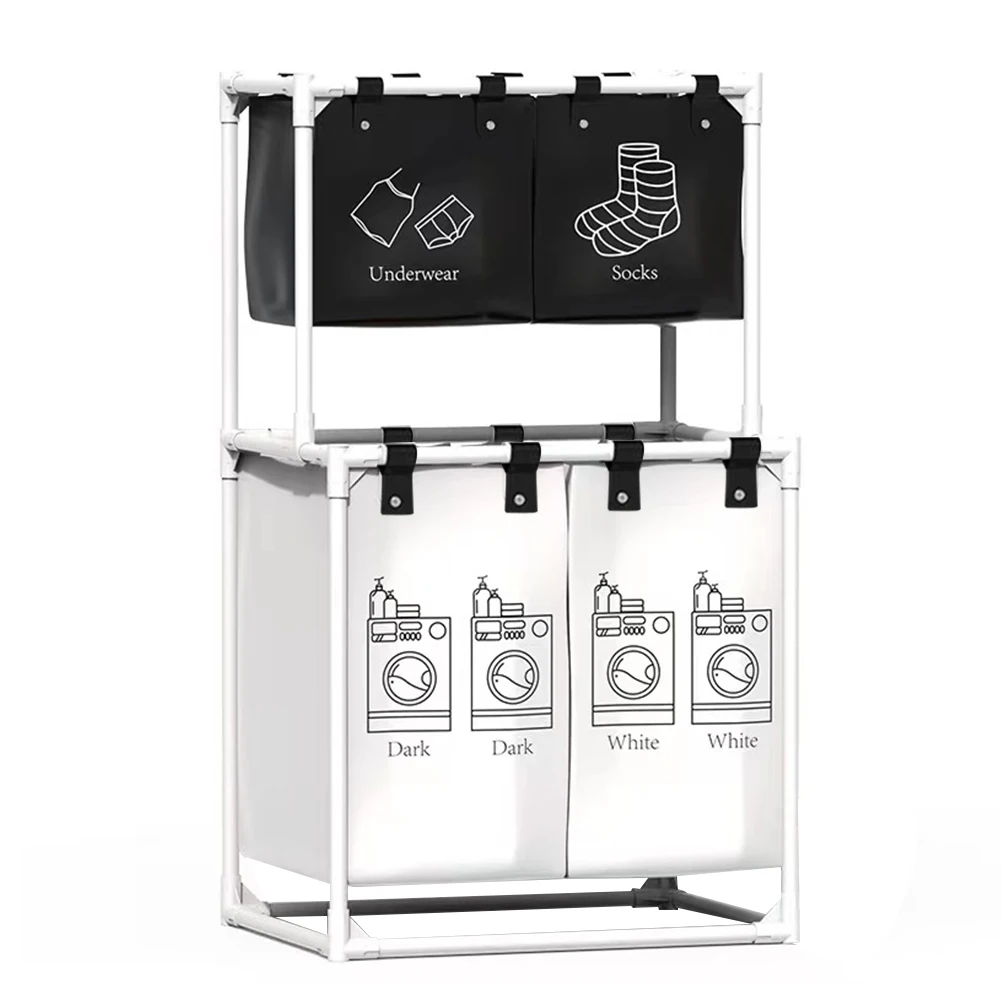 Laundry Sorter Basket Laundry Storage Hamper 2/3 Layer Dirty Clothes Hamper Waterproof Sorter Organizer for Home Dorm