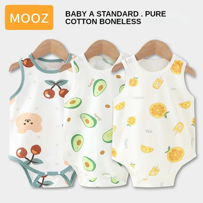 Cotton Romper Baby Bodysuit Cowboy Rompers MOOZ newborn clothes for boys and babies summer jumpsuit pure cotton short sleeved t-shirt for girls