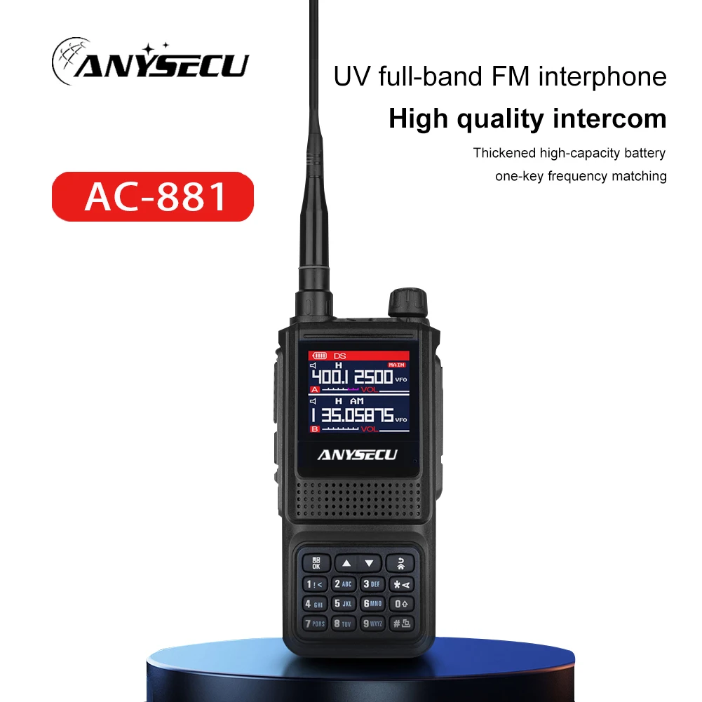 Anysecu Ac-881 5W Walkie Talkie Radio Bidirezionale Con 256 Canali Corrispondenza Della Frequenza A Una Chiave E Ricetrasmettitore Fm Di Avviso Meteo 