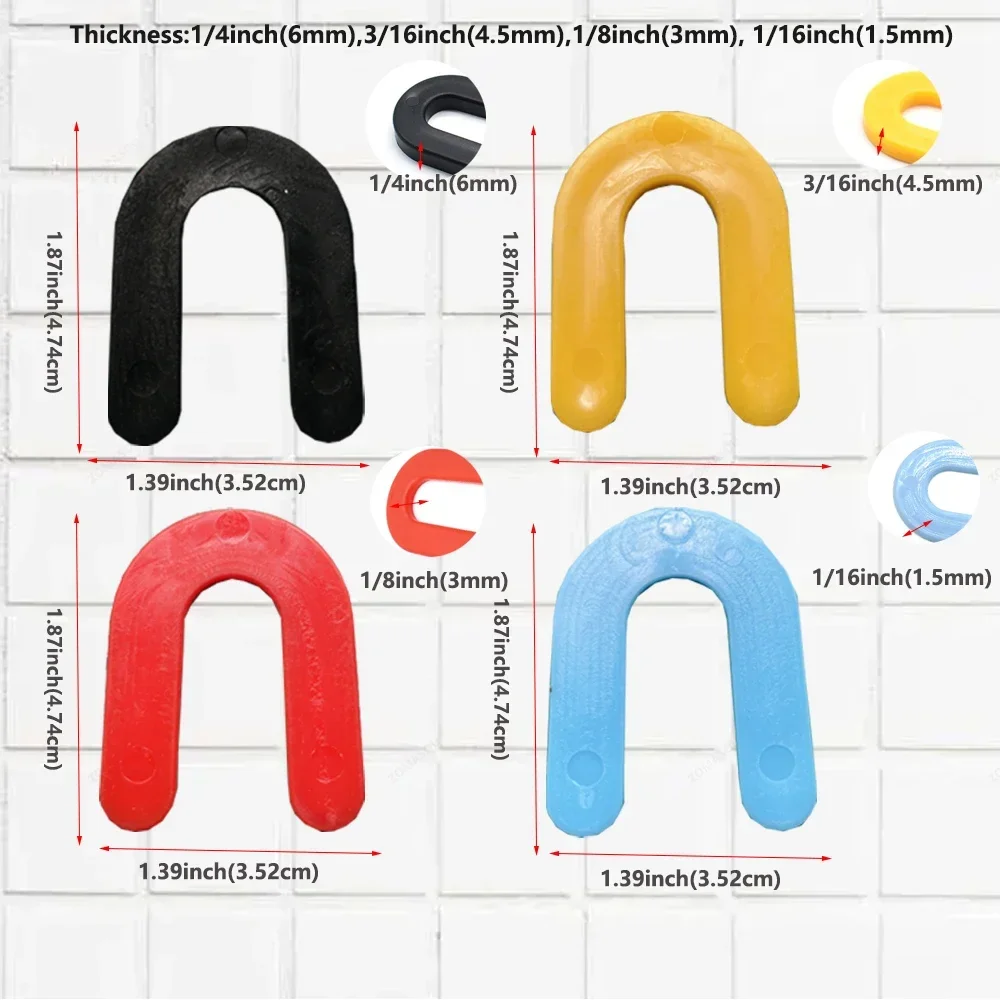 100/200Pcs Reusable Plastic Shims Horseshoe U Shaped Tile Spacers Ceramic Leveling System Leveling Floor Wall Tile Gap Tools