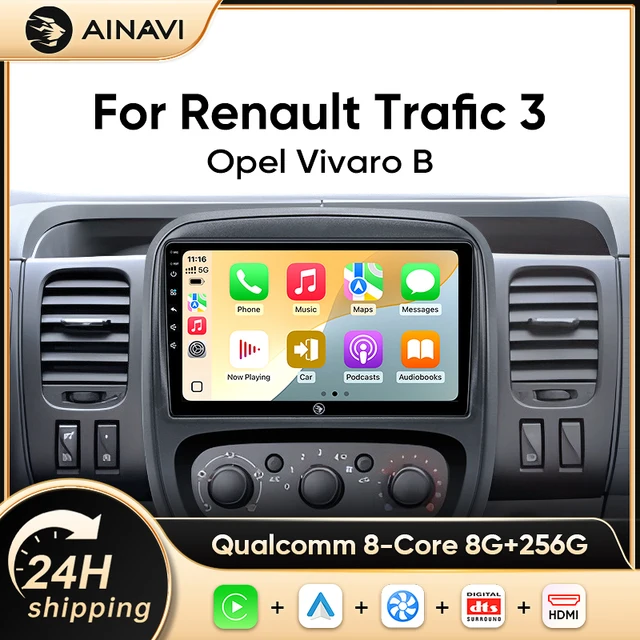 Autoradio Ainavi pour Renault Trafic 3 2014-2021 Opel Vivaro B 2014-2018, lecteur multimédia de voiture sans fil Carplay Android Auto 1