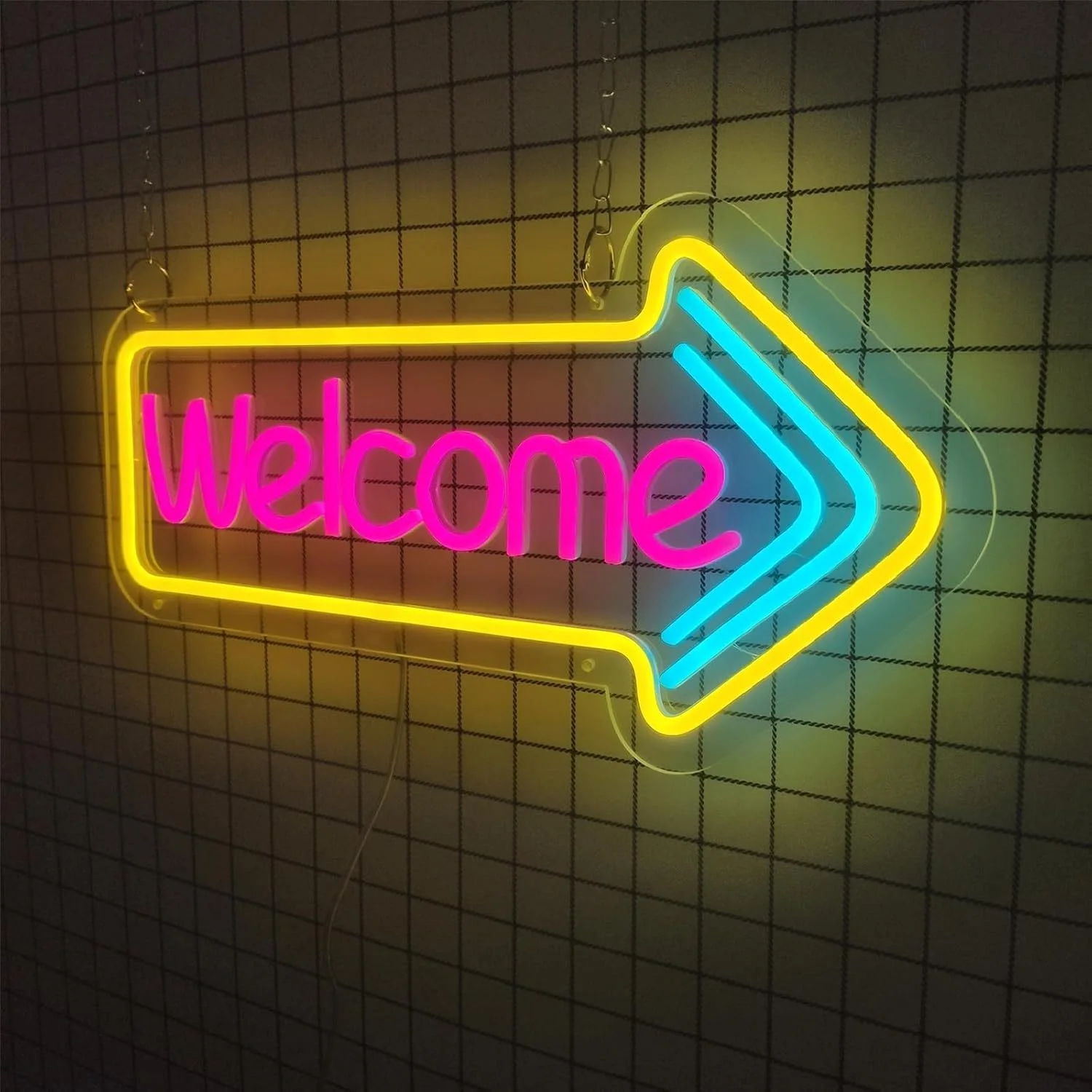 Welcome Neon Sign Welcome LED Neon Light Wall Art Sign Light up