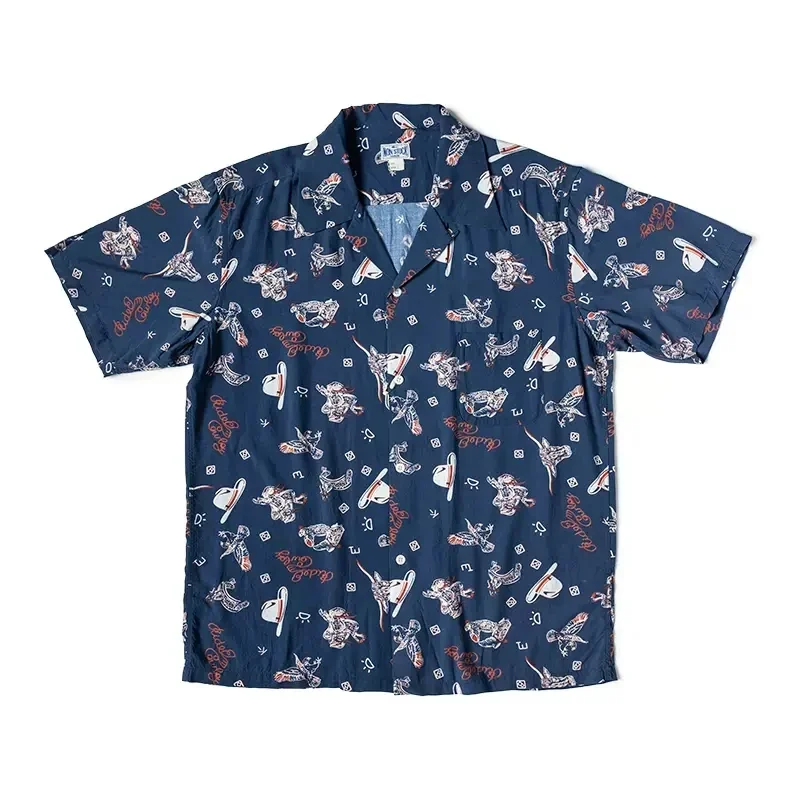 Non Stock Old Fashion Rayon Camp Shirt Retro Mens Short-Sleeve Cuban Collar Vacation Shirt 5
