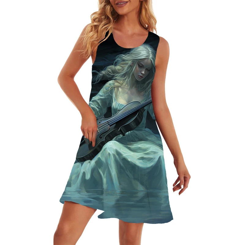 

The New Hawaiian Lady Sexy Dress Sells Hot Summer 3D Portrait Printed Graphic Mini Dress Street Fashion Leisure Ladies Dress