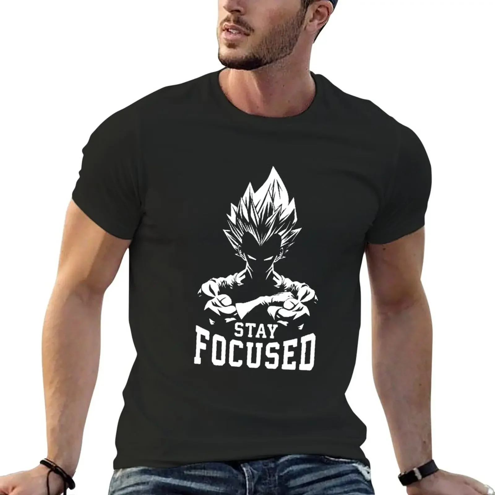 

Stay Focused - Anime Workout T-Shirt sweat customs design your own quick-drying t shirts for men cotton