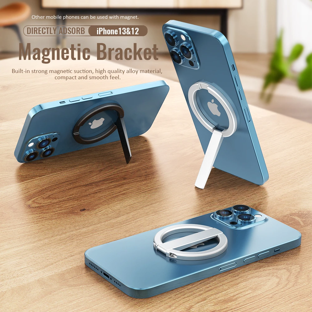 mobile stand holder Magnetic Cell Phone Ring Holder Compatible with iPhone 12 13 Series MagSafe Removable Cell Phone Foldable Kickstand phone holder for car