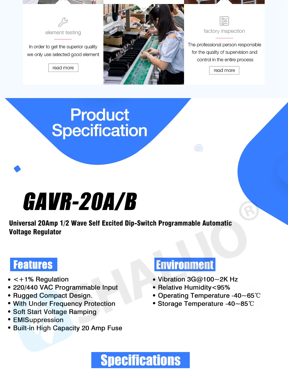 Description Picture 4 of itemUniversal GAVR-20A/B GAVR 20A Generator AVR Automatic Voltage Regulator Stabilizer Continuous 10A Control Module Generator Parts