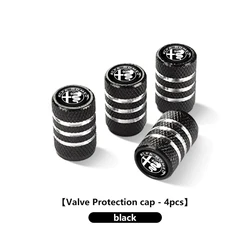 4 - Piece Metal Car Tire Valve Stem Cap Dustproof Cover Set (Black - 4PCS)