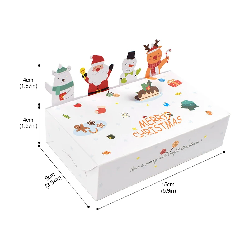 5/10Pcs Cartoon Christmas Kraft Paper Candy Gift Box Kids Favor Cookie Box 2024 Christmas Party Decoration Xmas Navidad New Year
