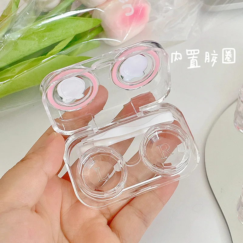 여름 복숭아 렌즈 컨테이너 콘택트 렌즈 케이스 여성 귀여운 미니 콘택트 렌즈 보관 상자 휴대용 여행 콘택트 렌즈 케이스