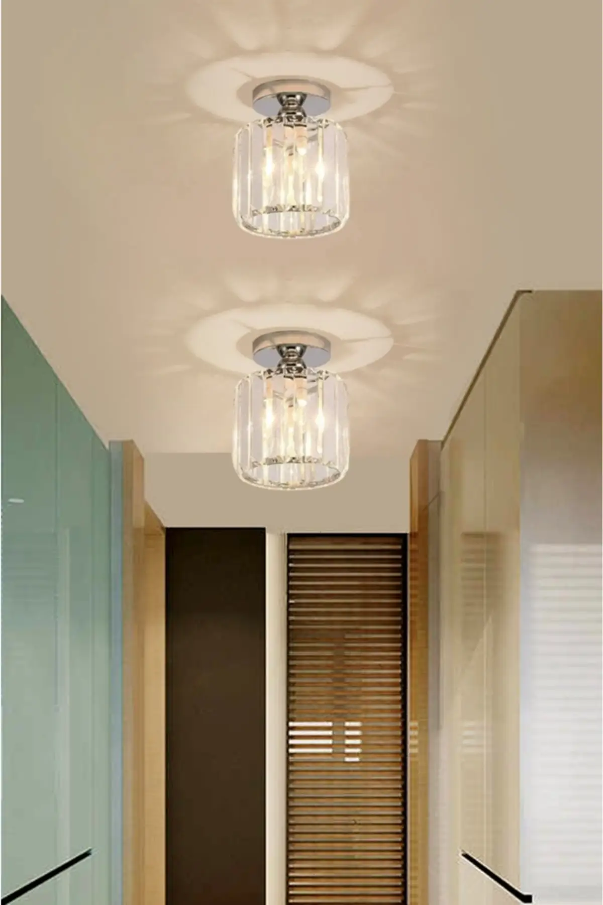 

Plafonier Ceiling Silver Single Crystal Cubic Zirconia Chandelier Glass E 27 Duylu 1 Beige 14x20 Electric & Lighting Home furniture
