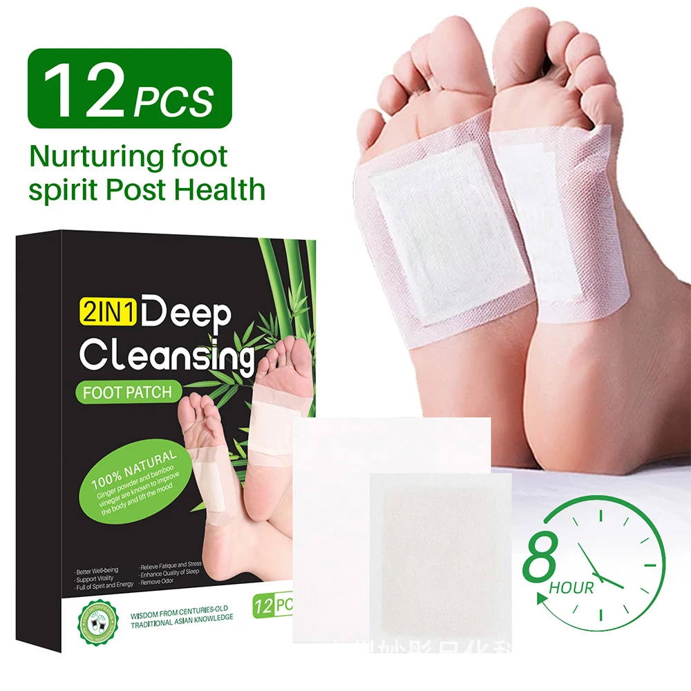 Detox Foot Patches Pads Natural Detoxification Treat Body Toxin Cleansing Stress Relief Feet Slimming Foot Care